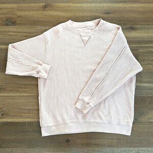 aerie pink knit oversized long sleeve shirt - M